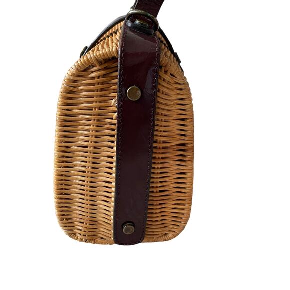 Vintage 60's 70's ETIENNE AIGNER Wicker Rattan Handbag with Leather Strap Brown - Picture 4 of 15